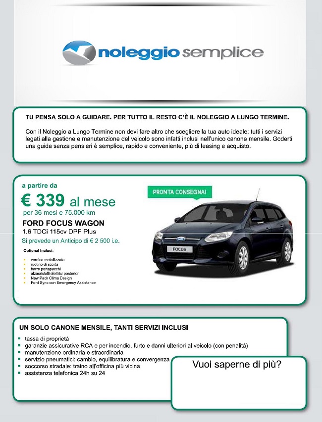 Ford Focus Noleggio Lungo Termine