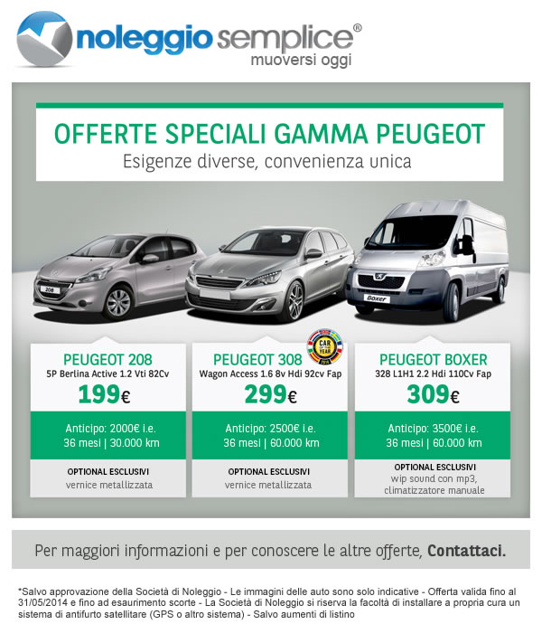 Promozione Peugeot Noleggio a Lungo Termine